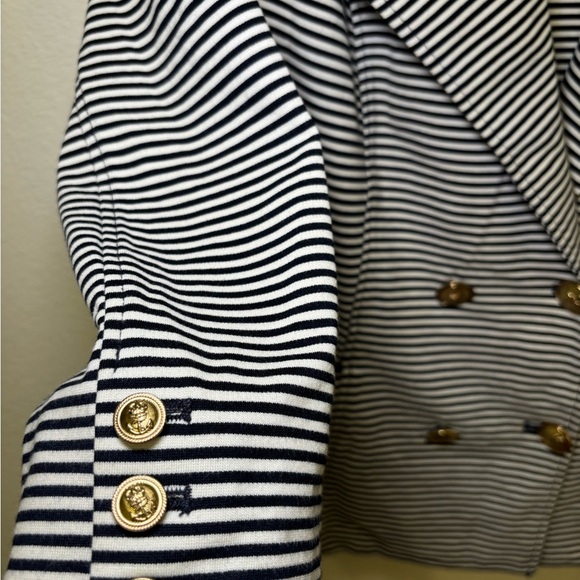 CAbi Black and White nautical Striped Jacket 3/4th length sleeve - Picture 5 of 8
